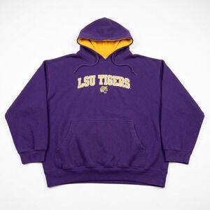 Vintage Starter LSU Tigers Hoodie Sweatshirt Mens XL Purple Spellout Embroidered